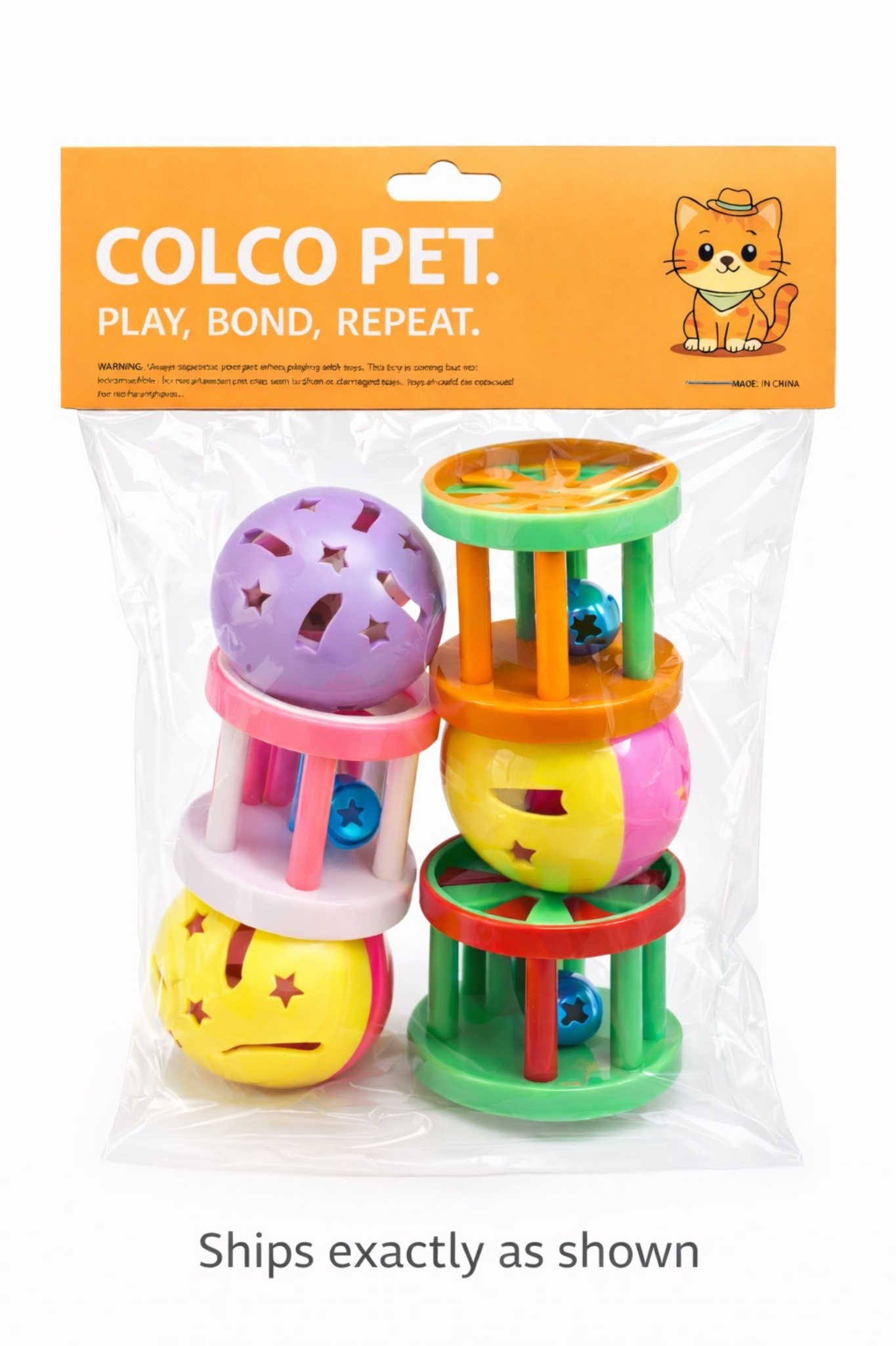 6‑Piece Interactive Cat Toy Set for Indoor Cats (Jingle Balls & Rolling Drums)