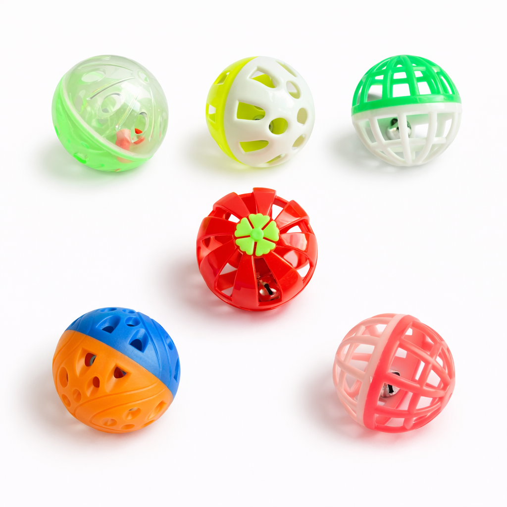 6-Pack Cat Jingle Balls – Interactive Bell Toys for Indoor Cats, Rolling Chase Toys for Kittens