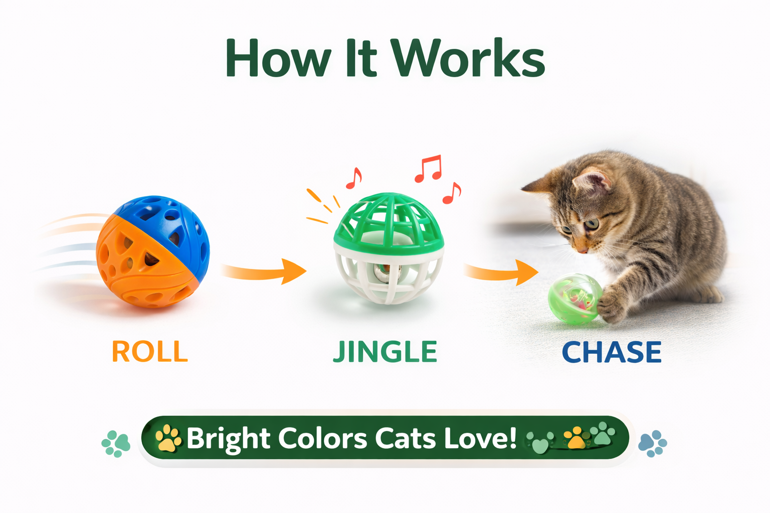 6-Pack Cat Jingle Balls – Interactive Bell Toys for Indoor Cats, Rolling Chase Toys for Kittens