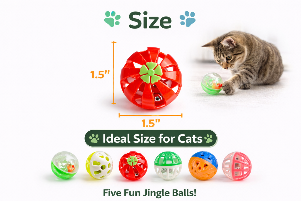 6-Pack Cat Jingle Balls – Interactive Bell Toys for Indoor Cats, Rolling Chase Toys for Kittens